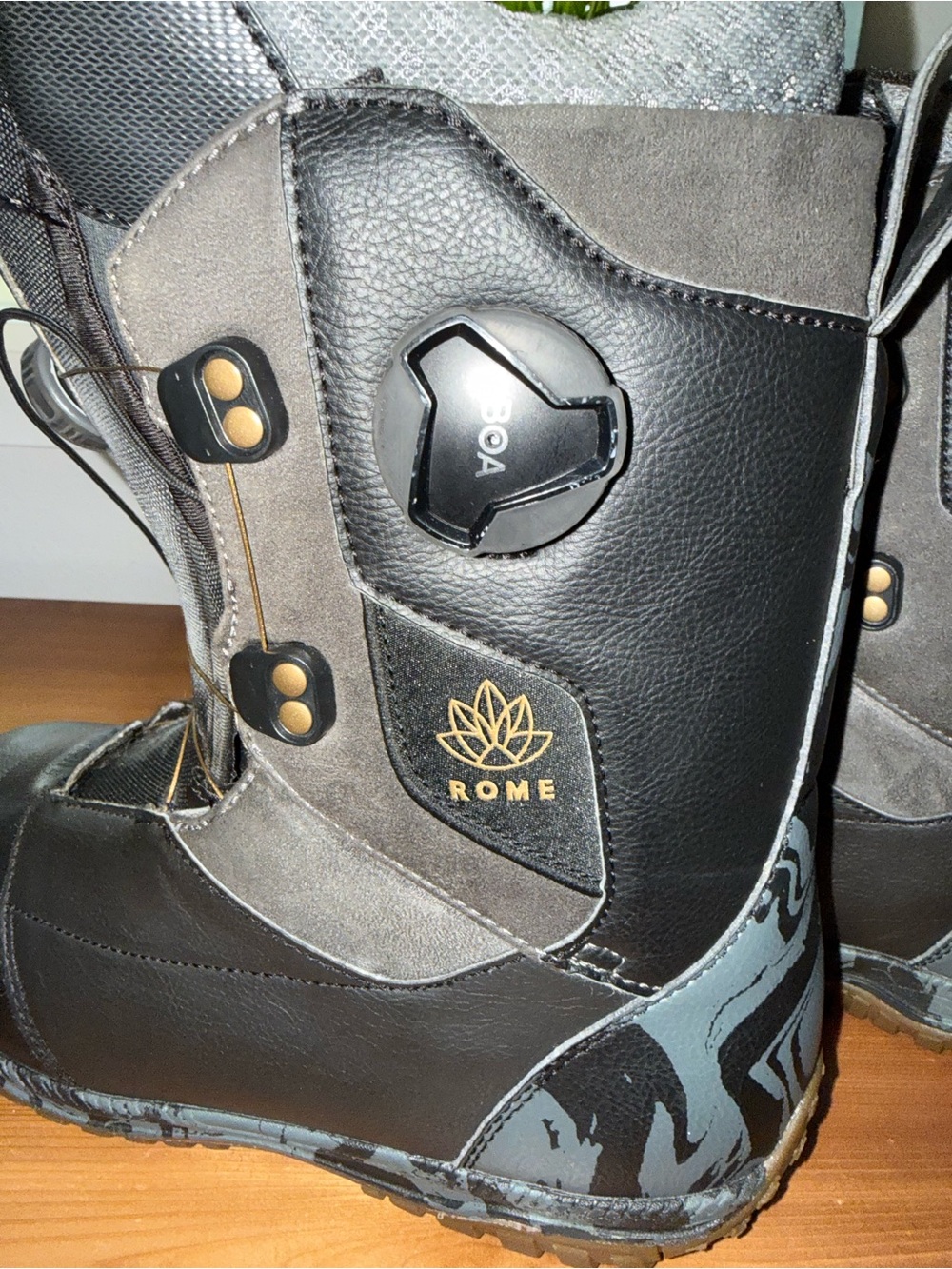 Women’s  Black and Gray ROME Snowboard Boots with Double BOA Fit System